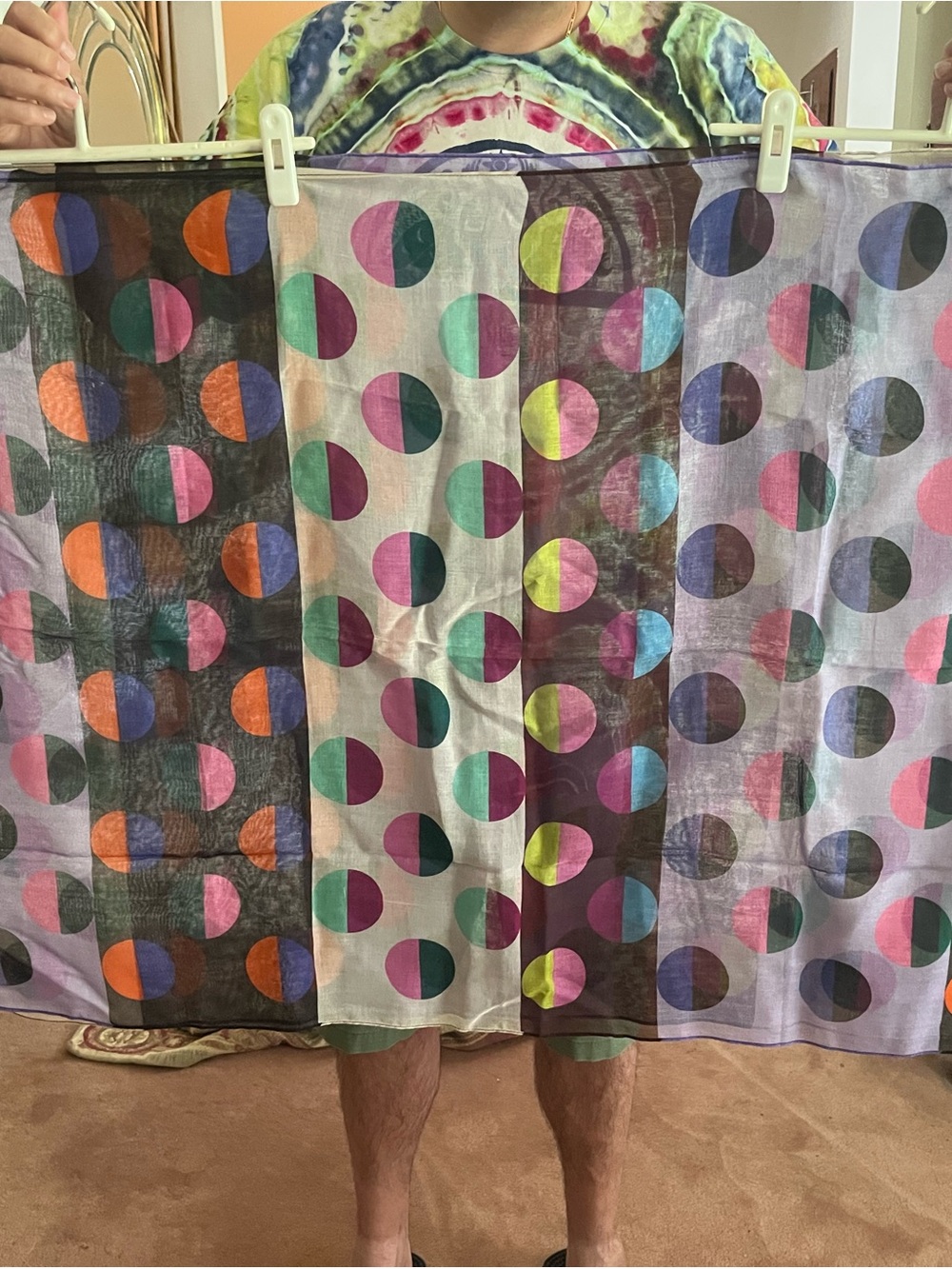 Kate Spade Lavender Sheer Scarf with Multicolor Polka Dots
